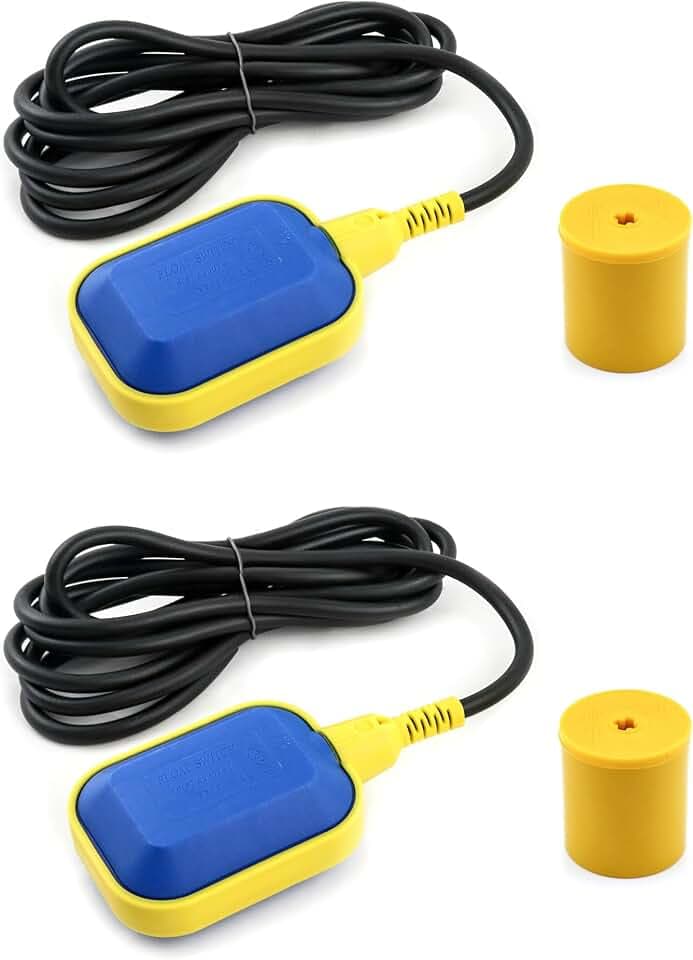 QWORK® 2 Stücke 3m Kabel Wasserstandsregler, Rechteckige Schwimmerschalter, für Wassertank, Schmutzwasserpumpe