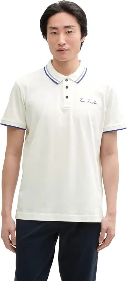 Tom Tailor Herren Poloshirt mit Logo-Print aus Baumwolle