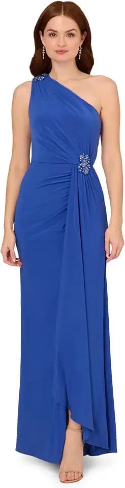 Adrianna Papell Womens Jersey Evening Gown