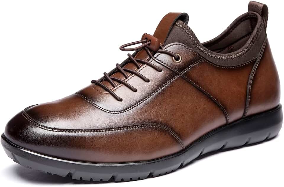 Poerkan Leichte Business-Sneaker aus Leder für Herren – Fußgewölbeunterstützung, geruchsabweisend und Anti-Ermüdung, für ganztägigen Spaziergang, von Physiotherapeuten empfohlen