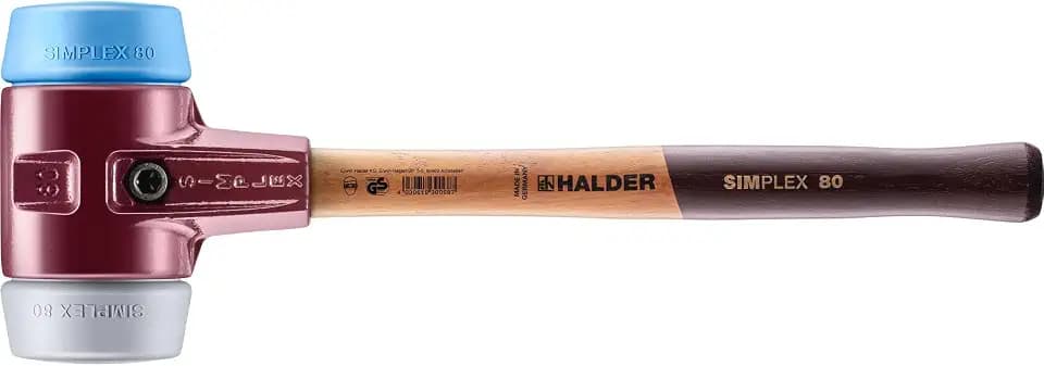 SIMPLEX-Schonhammer, TPE-soft/TPE-mid; mit Tempergussgehäuse und hochwertigem Holzstiel | D=80 mm | 3013.080