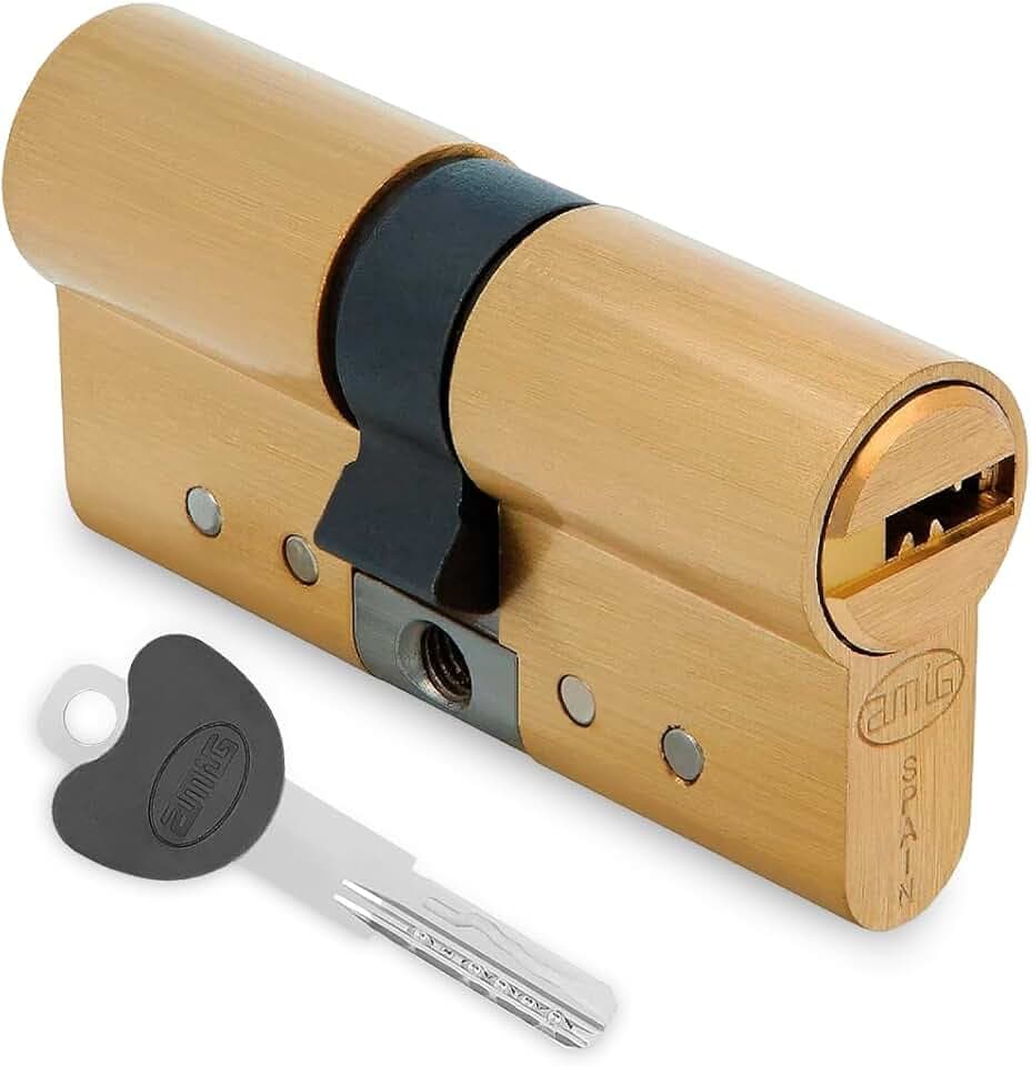 Amig - Profilzylinder 95 mm (35/60) mit 5 Schlüsseln & Code-Karte - Türzylinder aus Messing - Bohr- & Ziehschutz - Bump- & Picking-Schutz - Not- & Gefahrenfunktion - Mattgold - Mod. 10.000