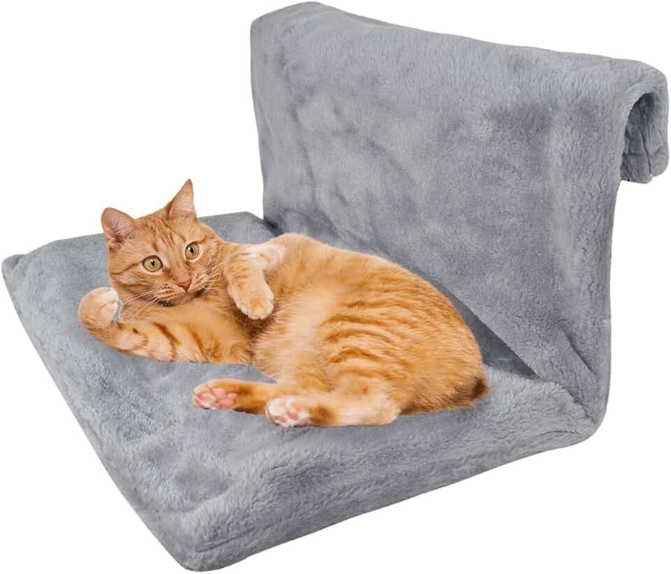 Katzenbett,45 x 30 x 24,5 cm,HeizkörperKatzenKuschelsack,PlüschstoffeKatzenhängematte,waschbarer Plüsch,Hängeliege Hängematte für Katzen,KatzenHängematte,Katzenhängematte für Katzen,grau,quadratisch