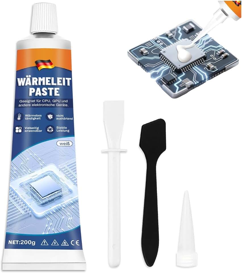 200g Kühlpaste, CPU Wärmeleitpaste, Thermalpaste 200g, Beständig gegen Hohe und Niedrige Temperaturen, Starke Wärmeleitfähigkeit, Geeignet für CPU, GPU, Speicher und Elektronische Komponenten (A)