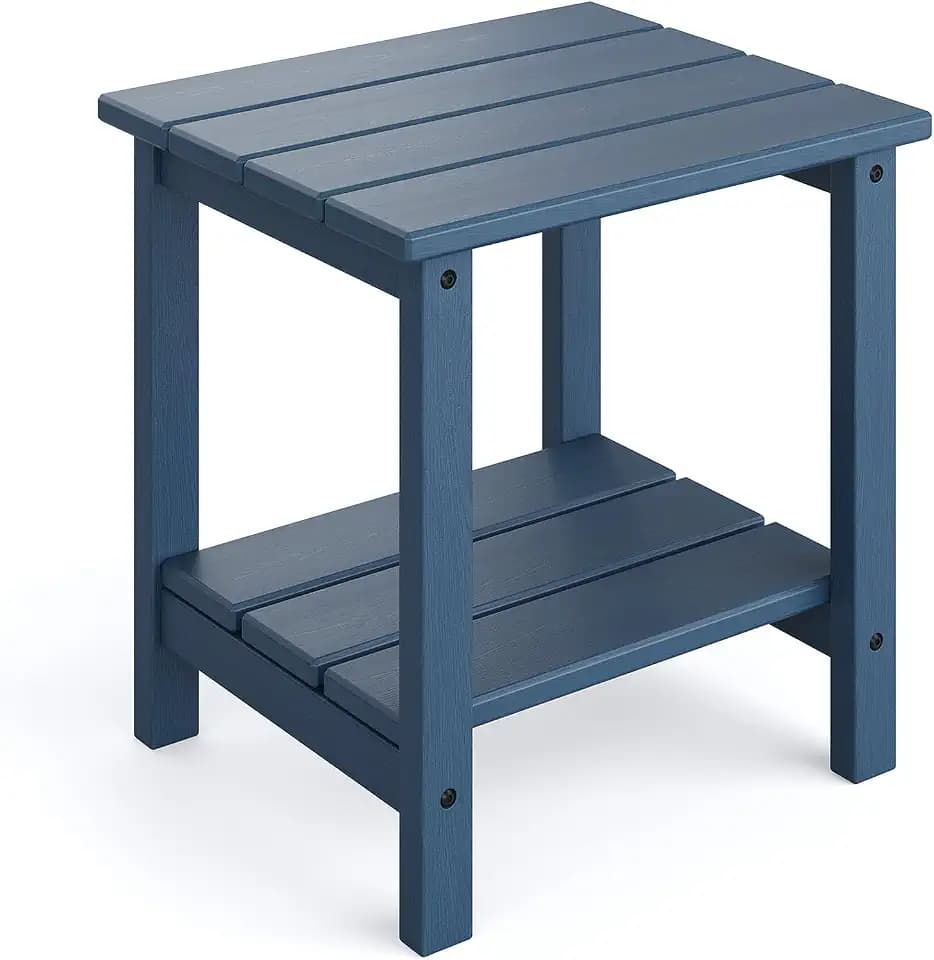 Adirondack Outdoor Side Table 18”x15“, HDPE 2-Tier Patio End Table