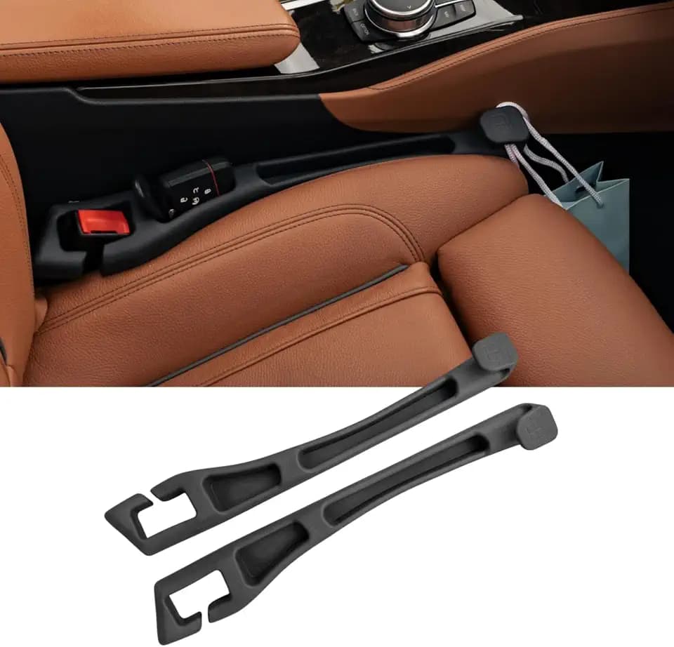 3‑in‑1 Car Seat Gap Filler and Side Gap Plug (Set of 2) – Storage Slot & Holder for Phone, Keys and Essentials – Fills Gap Between Seats – Universal Fit for Cars, SUVs and Trucks