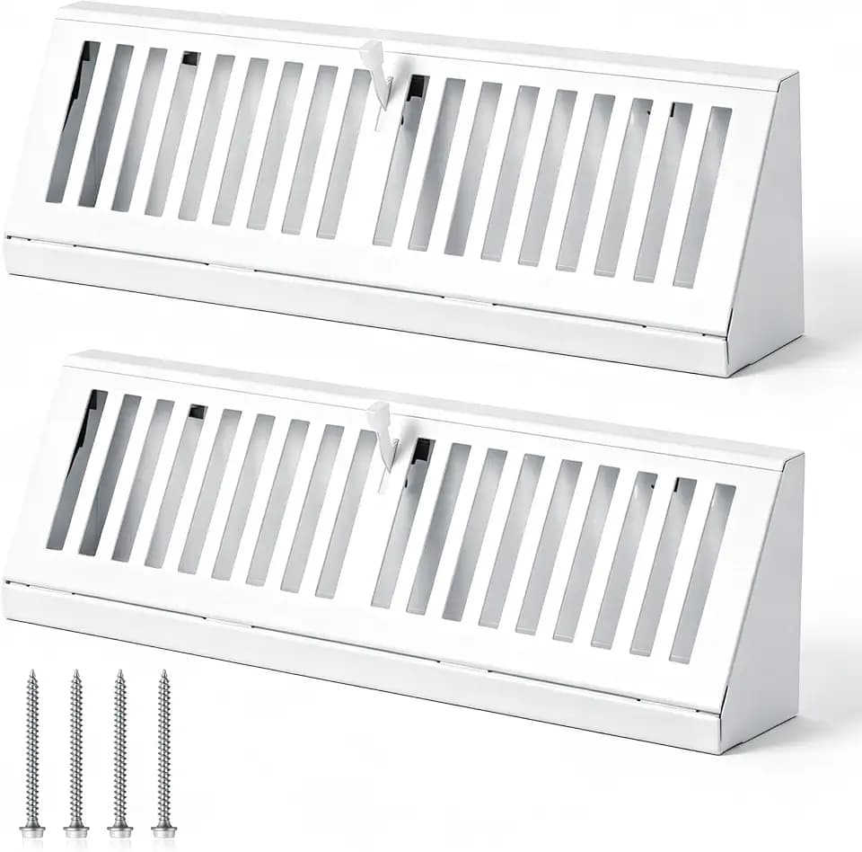 Yaocom 2 Pcs 15 Inch White Baseboard Register, Steel Wall Air Vent