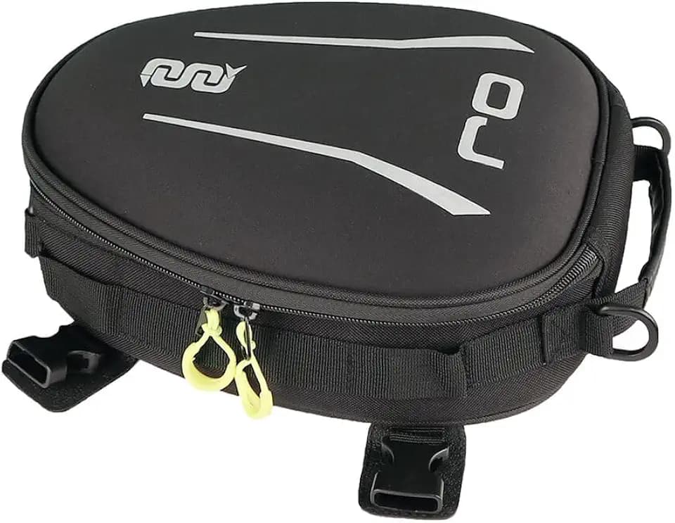 OJ Rear Universelle Motorrad Hecktasche Erweiterbar mit Regenhülle Schultergurt und Reflektierenden Details Schwarz