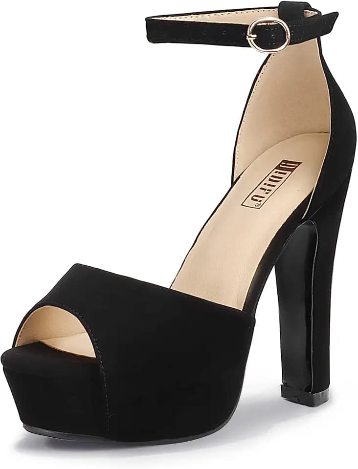 IDIFU Platform Block Chunky High Heels for Women Peep Toe Heeled Sandals