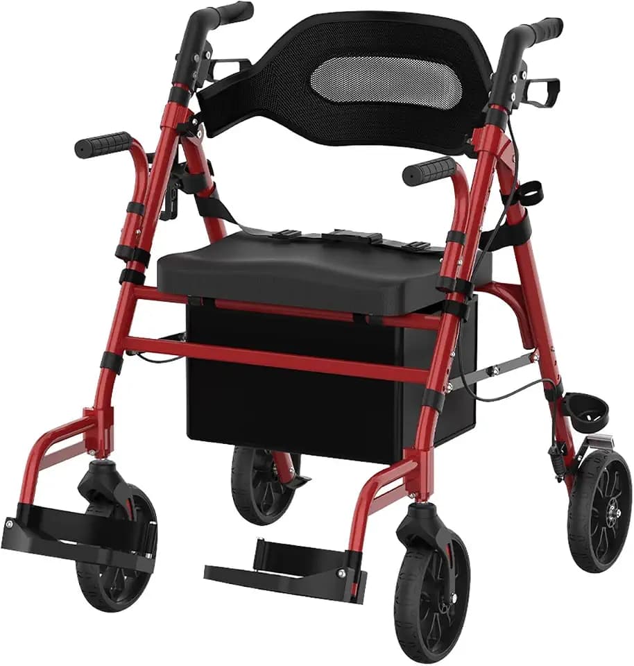 Walkers for Seniors with Seat, 2 in 1 Walker & Transport Chair