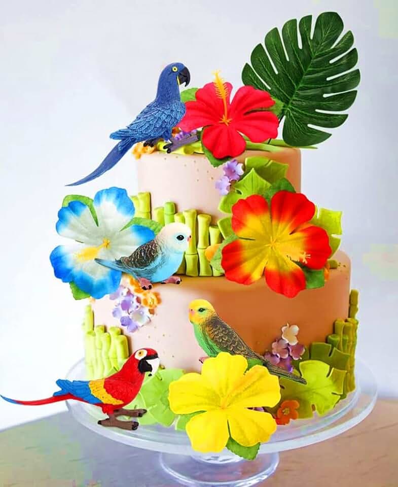 JeVenis Papageien Geburtstagstorten dekoration tropische Vogel Cupcake Dekoration Papageien Partyzubehör tropische Vogeltortendekoration Papageien Geburtstagsfeier dekoration