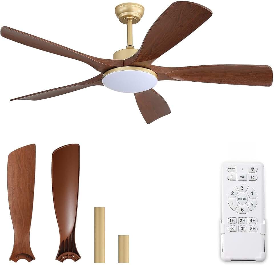 Ceiling Fans with Lights, 56 inch 3CCT Dimmabl 6 Speeds Remote Control, 5 Blade Reversible DC Motor Quiet Ceiling Fan for Living Room Bedroom Kitchen Patio Farmhouse