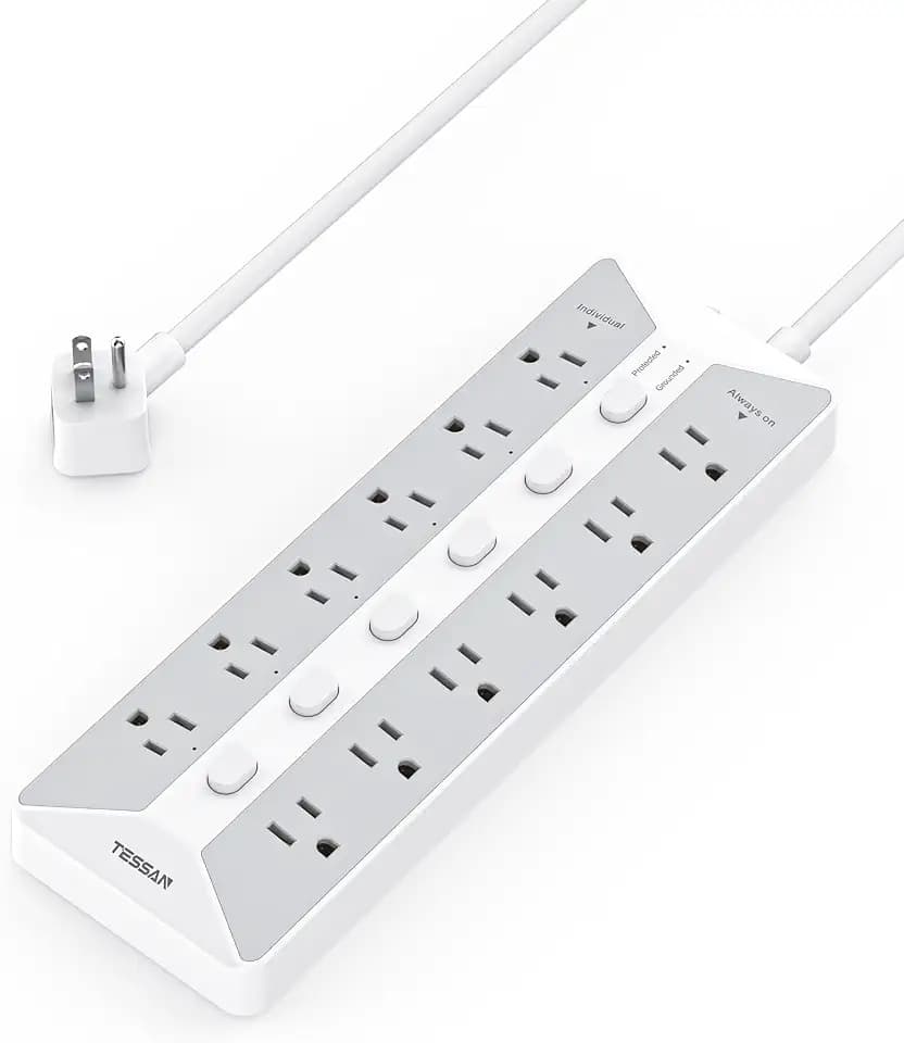 TESSAN Surge Protector Power Strip, 6 Individual Switches and 12 Outlets, 6 FT Extension Cord with Multiple Outlets, 1875W Max Desktop Power Strip, 1700J Surge Protection, Mountable Design for Office