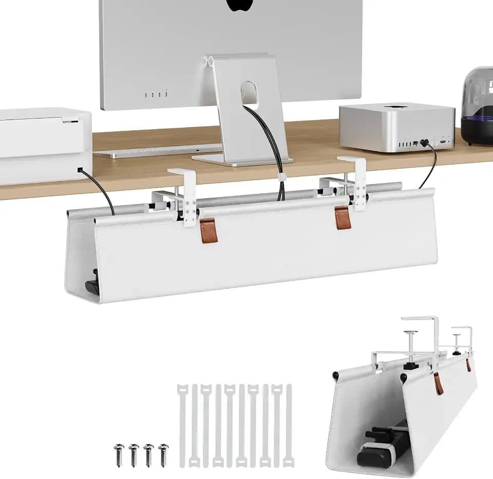 Zilink Under Desk Management Tray Desk Cable Organizer 30 inch, White