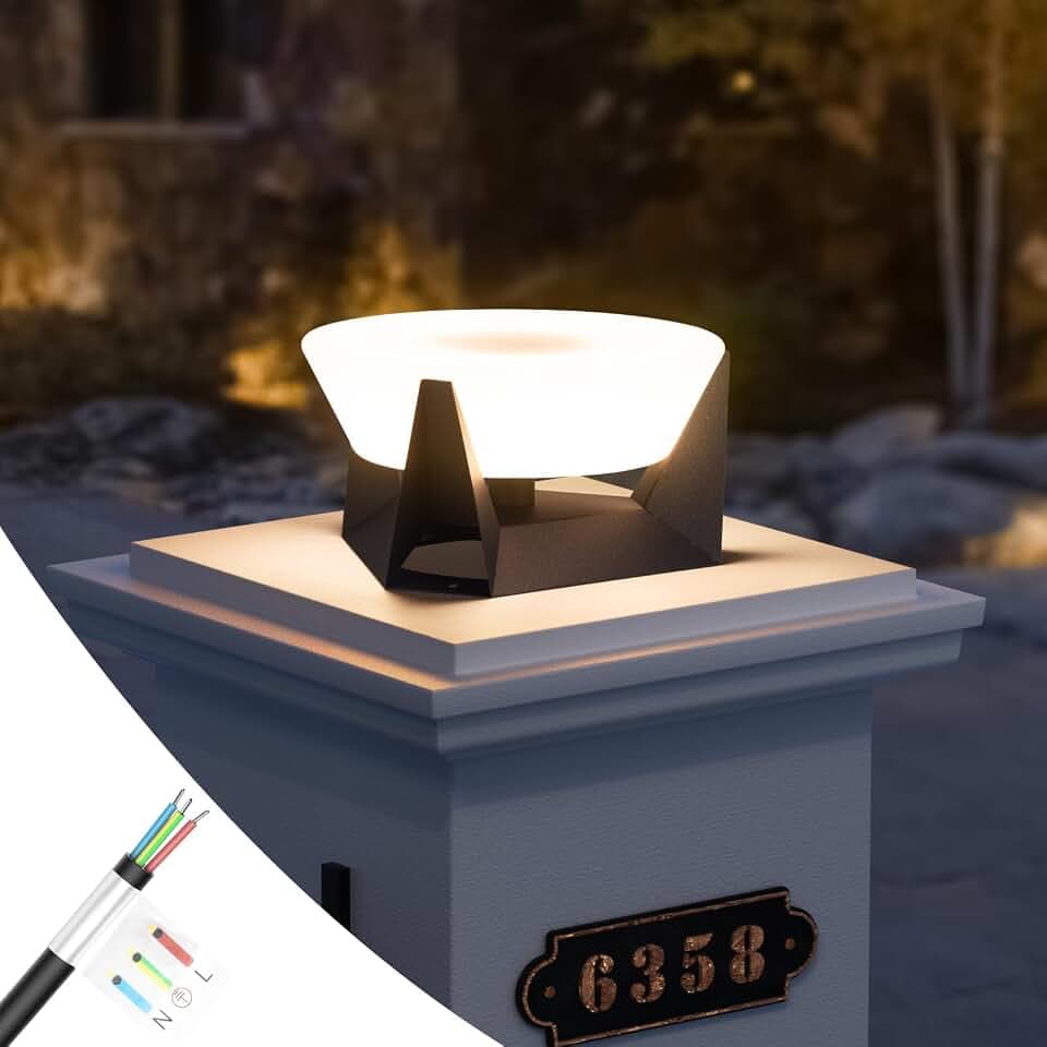 MVBT Outdoor Post Lights Hard Wired, 11" Column Light AC100-240V, Waterproof Modern Pillar Lights, 3000K Fence Deck LED Light Landscape Lighting Fixture Electric Lamp for Patio Garden Gate Posts
