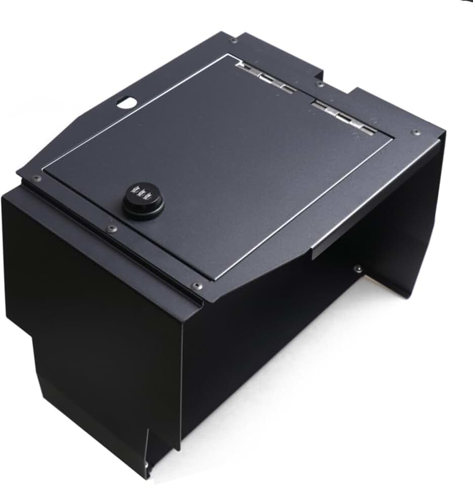 Center Console Organizer Tray Gun Safe Lock Box Compatible with 2017 2018 2019 Ford F150 Armrest Vault Insert Storage with 3 Digit Combo Password Interior Accessories, 1 Pack Black