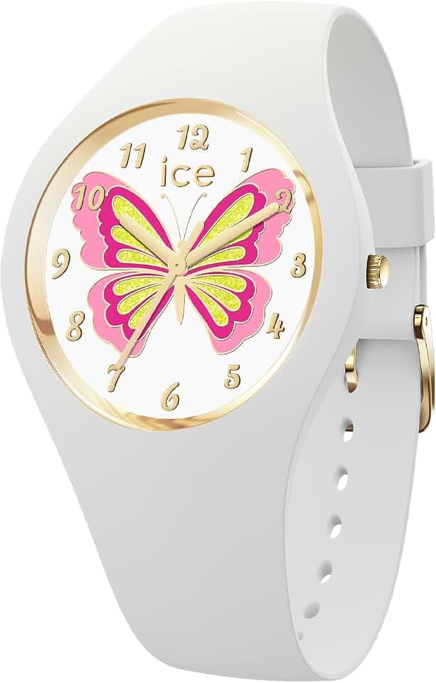 Ice-Watch - Ice Fantasia Butterfly Lily, weiße Armbanduhr für Mädchen mit Armband aus Kunststoff