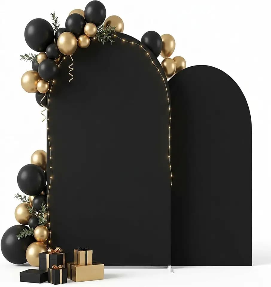 Black Arch Backdrop Cover Set of 2, 7.2FT& 6FT