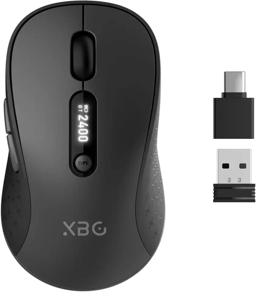 XBG B15Pro Tri-Mode Wireless Bluetooth Mouse with LED Display for Laptop
