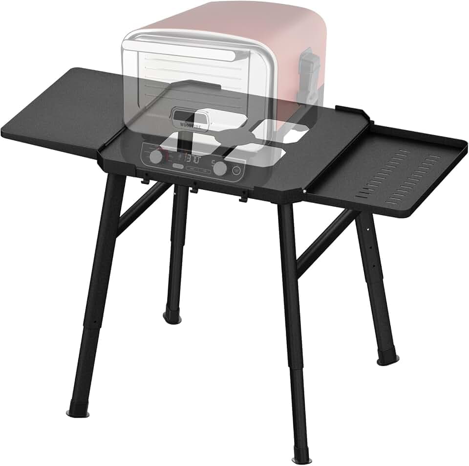 Grillständer für Ninja Woodfire OG701/OG850/OG951/Woodfire Pro XL, Beweglicher Ständer zum Ninja Woodfire mit Beistelltisch,Pizzaofenständer Grillzubehör