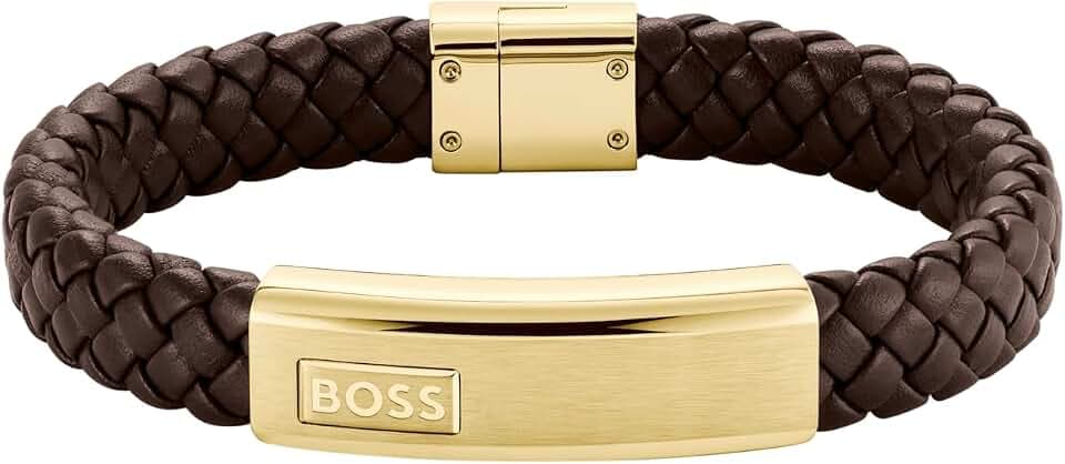 BOSS Jewelry Geflochtenes Lederarmband für Herren Kollektion LANDER – Erhältlich in Schwarz, Blau oder Braun