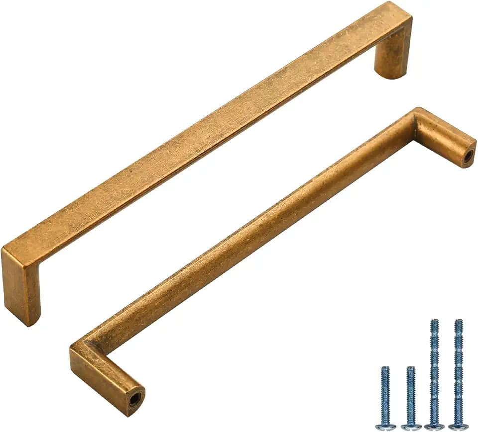 10 Pack 6.3 Inch Antique Brass Cabinet Pulls, Kitchen Hardware
