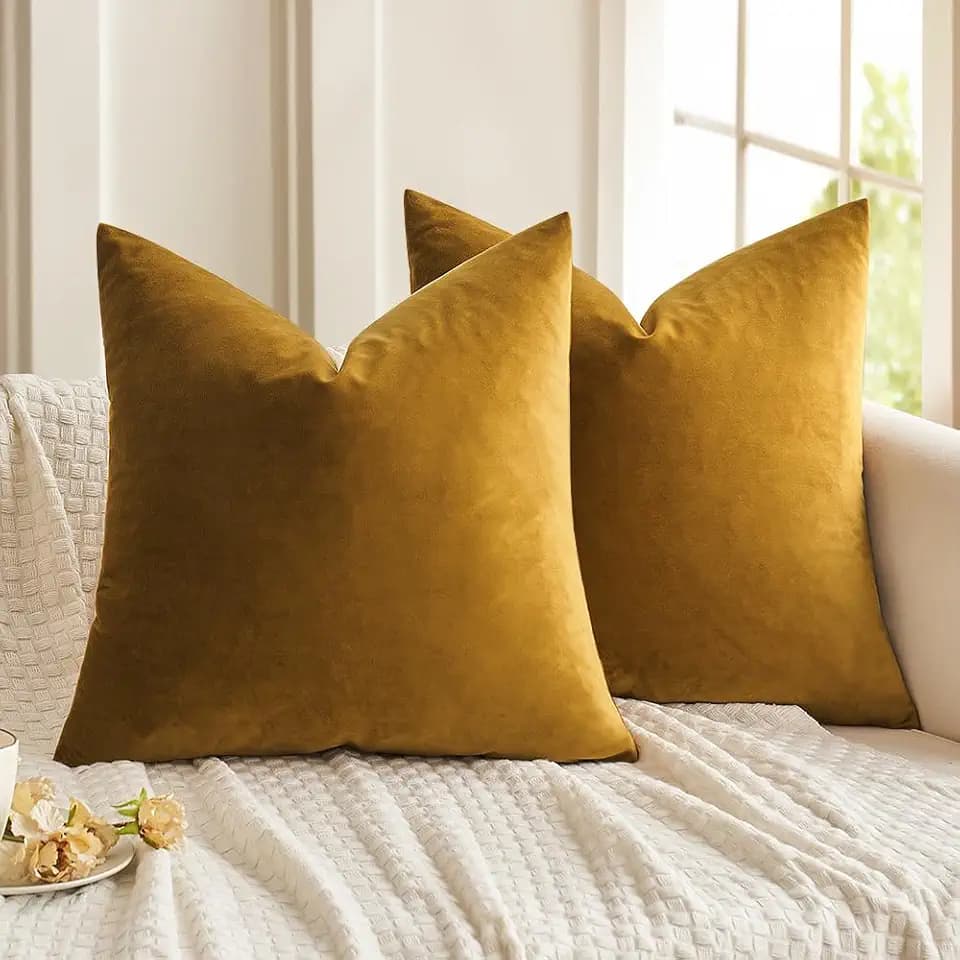 MIULEE 2er Set Kissenbezug 50x50 cm samtkissen couchkissen Senfgelb