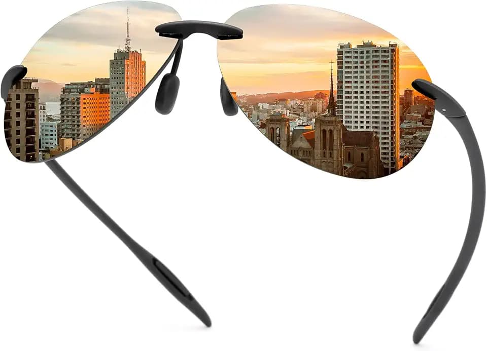 MIRYEA Polarisierte Sonnenbrille für Männer Frauen Randlose Fahrbrille UV400 Schutzspiegel Linsenschirme Sportbrillen Brillen