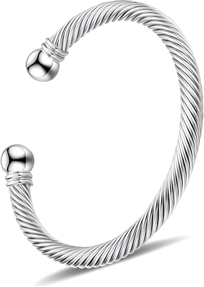 OSIRIDEH2 Stainless Steel Twisted Cable Wire Bracelets Adjustable Open Cuff Bangle Bracelet Vintage Jewelry Gift for Women