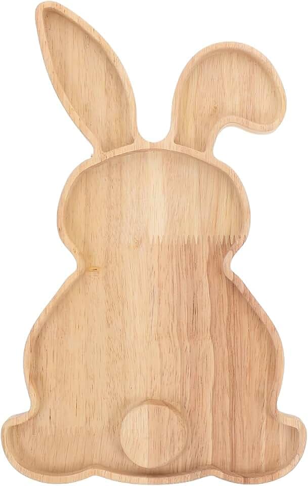 Rabbit Shaped Charcuterie Board Wood Bunny Cutting Board Cheese Board Serving Board Platter Dessert Serving Tray Holiday Salad Dish Fruit Plate, 28.50X18.00X1.50CM, 6UF96573X530JTLIV7311V