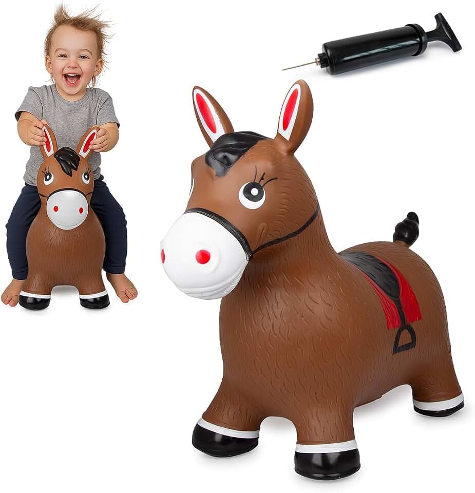 JAMARA 460597 Hüpftier Pferd HoppyDoo - Spielzeug für Kinder, Hüpfspielzeug Baby Indoor/Outdoor, Geschenk für Kids, Gartenspielzeug, Bouncing, Pflegeleicht, BPA frei, mit Pumpe