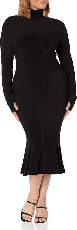 Norma Kamali Long Sleeve Turtle Fishtail Dress to Midcalf