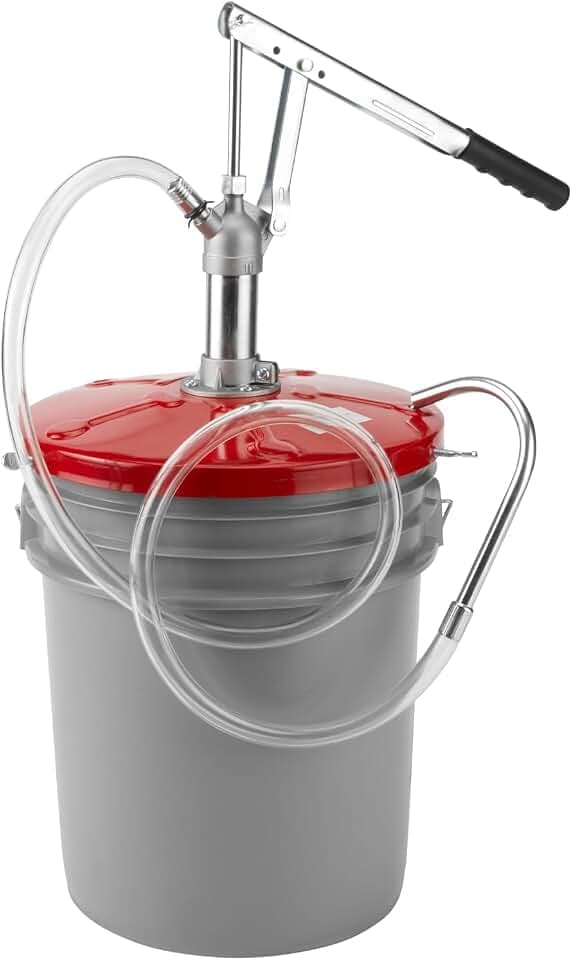 Zeeline by Milton ZE321 Gear Lube Hand Pump for 5 Gallon Pails, Powder-Coated Oil/ATF Pump, 1 Gallon per 55 Strokes with 4' Hose and Curved Spout