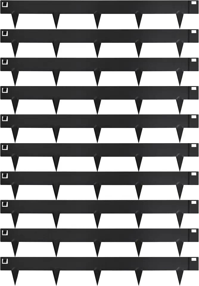 Worth Garden 10-Pack (34Ft Total) Galvanized Steel Landscape Lawn Edging - 6 in. H Bendable Metal Strips - Hammer-in 18-Gauge Flexible Black Edging Border - Yard Pathway Divider - Buckle Connection