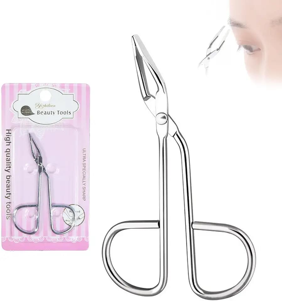 Professionelle Pinzette mit Scherengriff, Edelstahl, scherenförmige Pinzette, schräge, flache Spitze, Scherenpinzette für Damen und Herren (Silber)