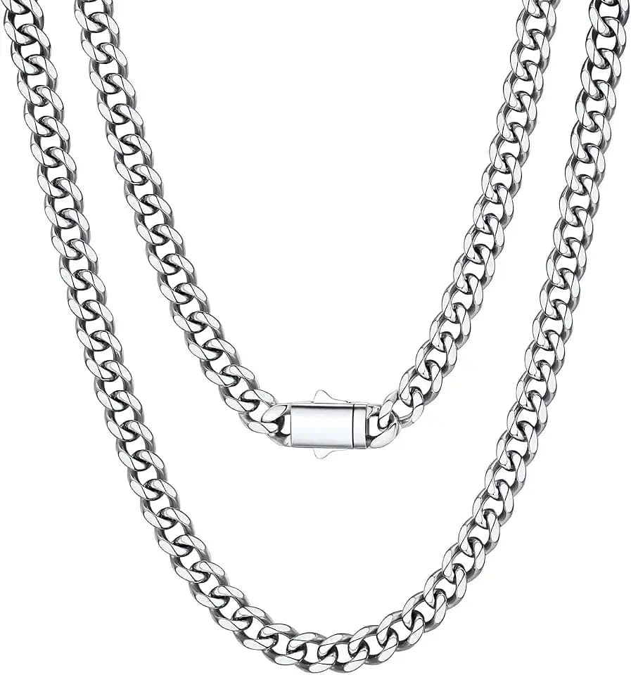 Richsteel Men's Necklace Chain, Miami Cuban Link Chain for Men 6/9/12mm