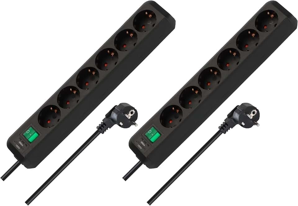 Brennenstuhl 2er Set Eco-Line, Steckdosenleiste 6-Fach