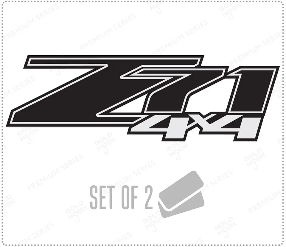 GOLD HOOK Z71 4x4 Decals Black Metallic for Chevy Silverado HD 2007-2014