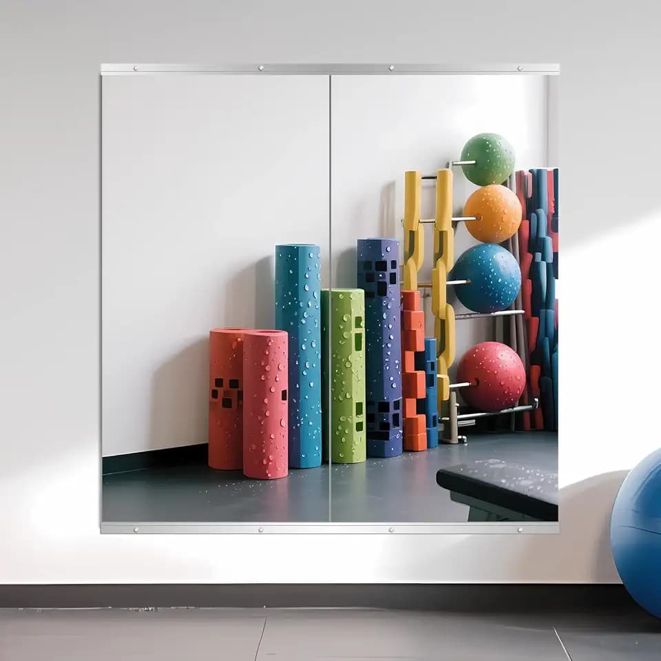 Home Gym Mirror for Wall, 48" x 24" x 2PCS Frameless Full Length Mirror