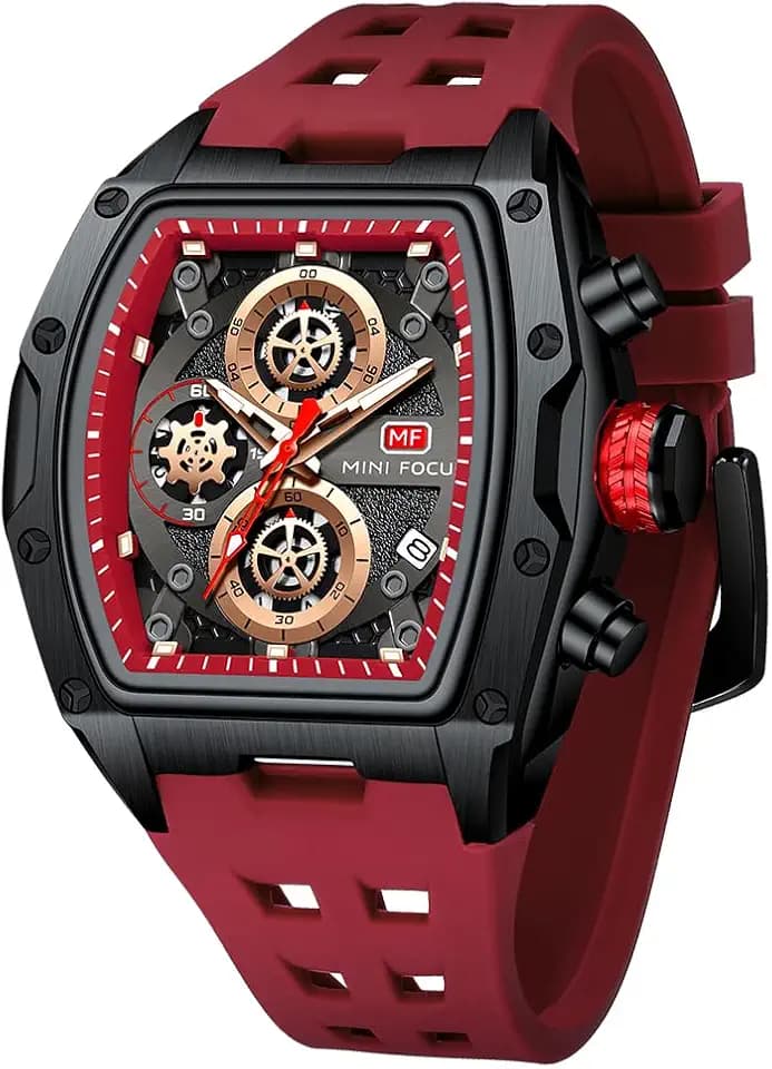 MF MINI FOCUS Men Watches Unique Casual Wrist Watches (Chronograph/Waterproof/Luminous/Calendar) Silicon Band Fashion Watches for Men