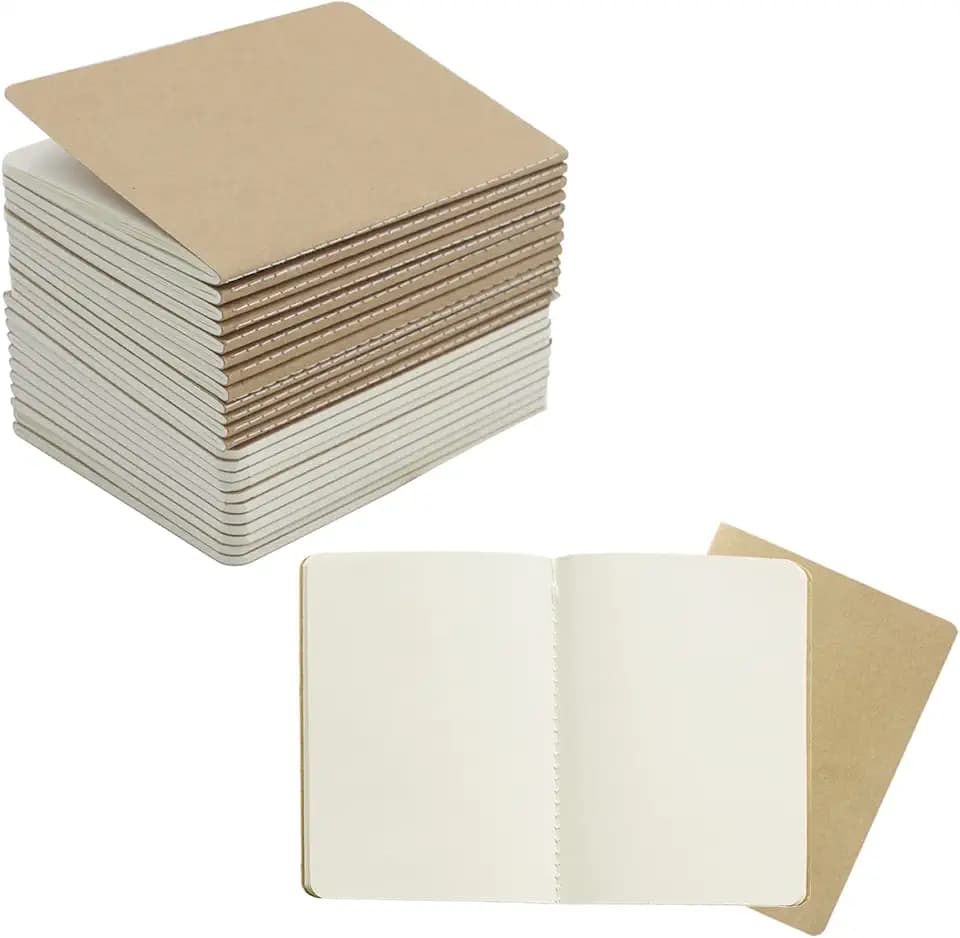 24 Stück A6-Notizbücher mit Krafteinband, blanko, Mini-Taschennotizbuch