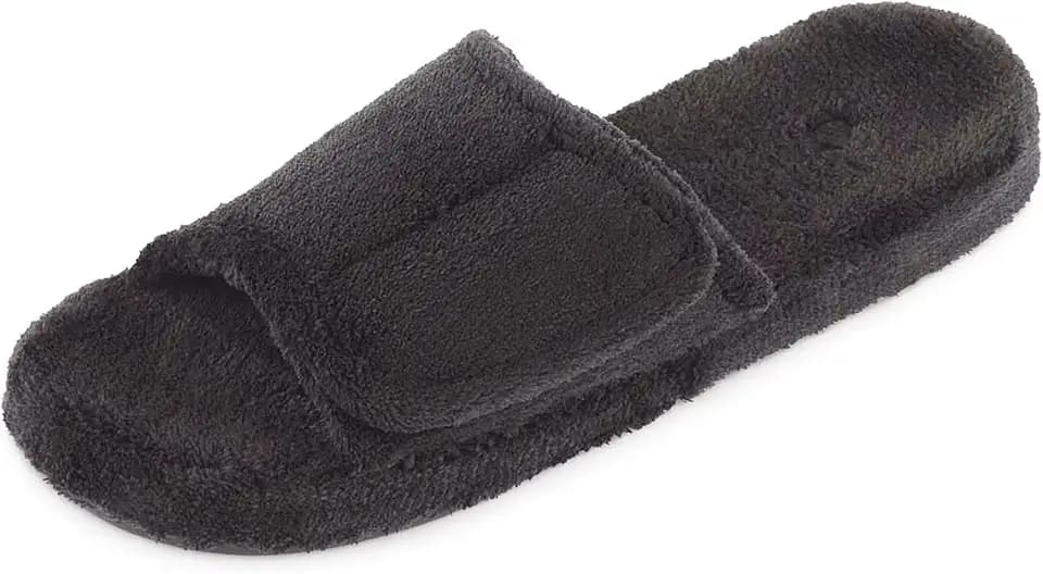 Acorn Men's Spa Slide Slippers with Adjustable Strap and Soft Terry Lining