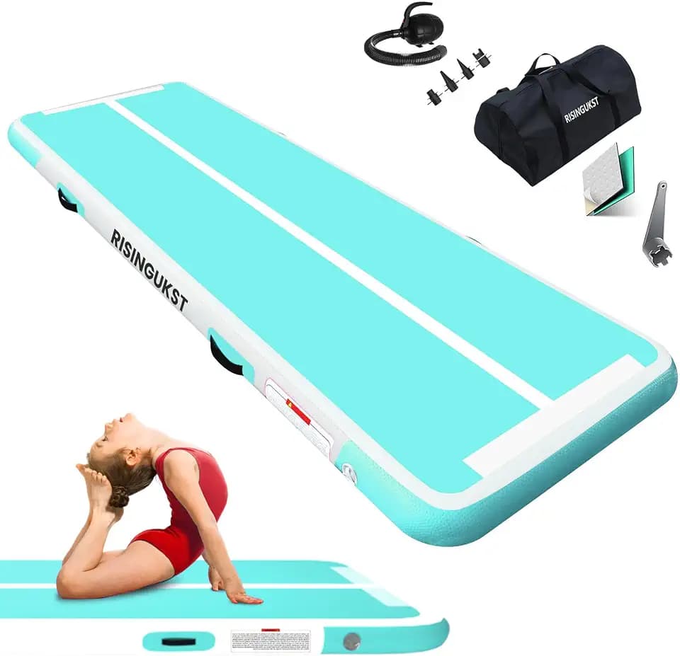 Air Matte Track, 2/3/4/5/6m Aufblasbar Gymnastikmatte Turnmatte Tumbling Matten 10cm/15cm/20cm hoch mit Luftpumpe
