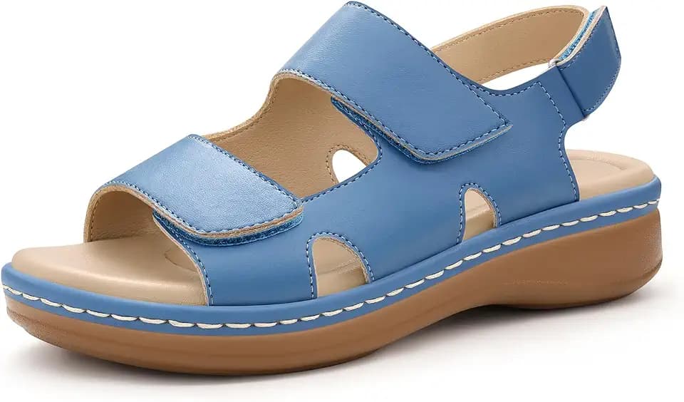 PIZZ ANNU Damen Keilsandalen mit Klettverschluss Sommer