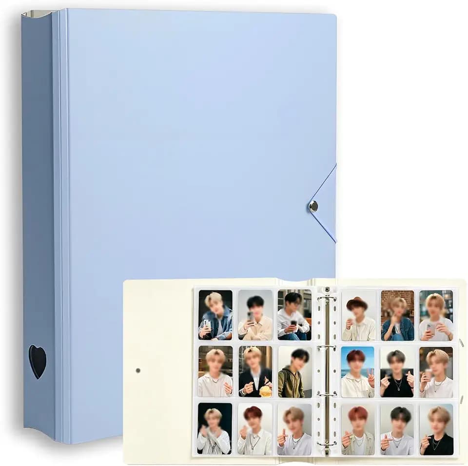 A4 Kpop Fotokarten-Binder, 25 Seiten mit 225 Taschen, Fotoalbum für Fujifilm Instax Mini, Polaroid-Fotos, Standard-Sammelkarten und Ausweise, Blau