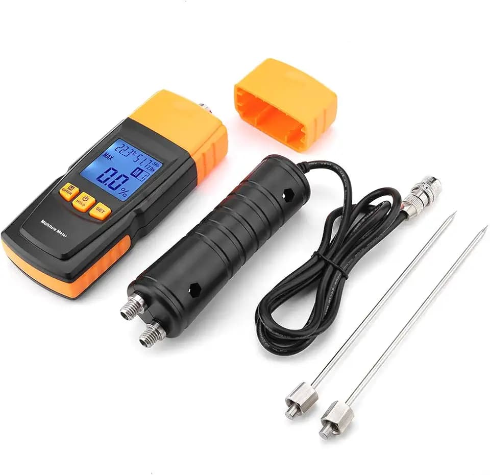 Holz Feuchtigkeitsmessgeräte, Fydun GM620 Feuchtetester LCD Display Digital Einstellbar -10-60 Geteilte Messsonden für Brenn und Bauholz die Baustelle