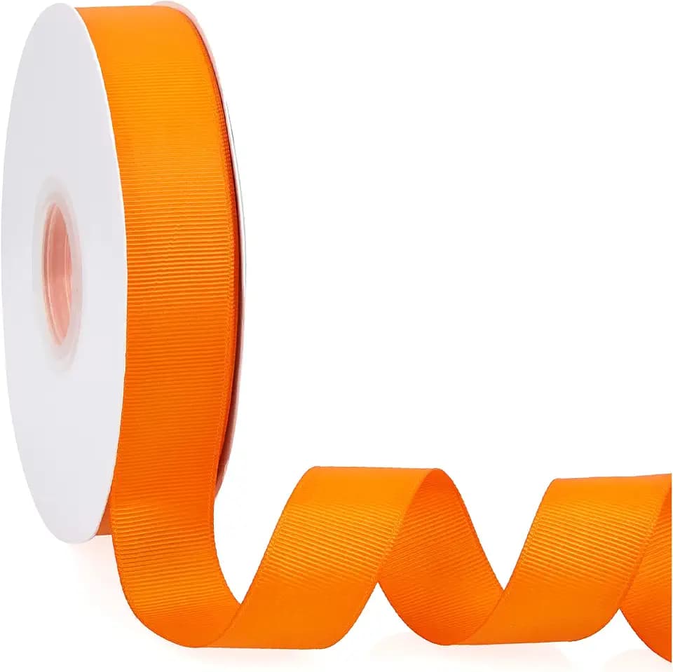 Orange 1" X 50 Yards Solid Color Double Faced Grosgrain Ribbon for Gifts Wrapping, Wedding, Party, Crafts, Hair Bows, Flowers, Home DIY Decor