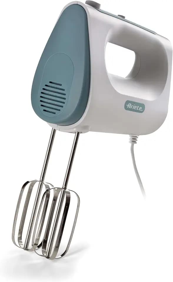 Ariete 1545 Handmixer Breakfast, 450 W, 5 Geschwindigkeiten, Turbo-Funktion, 2 Schneebesen, Weiß & Aegean Teal