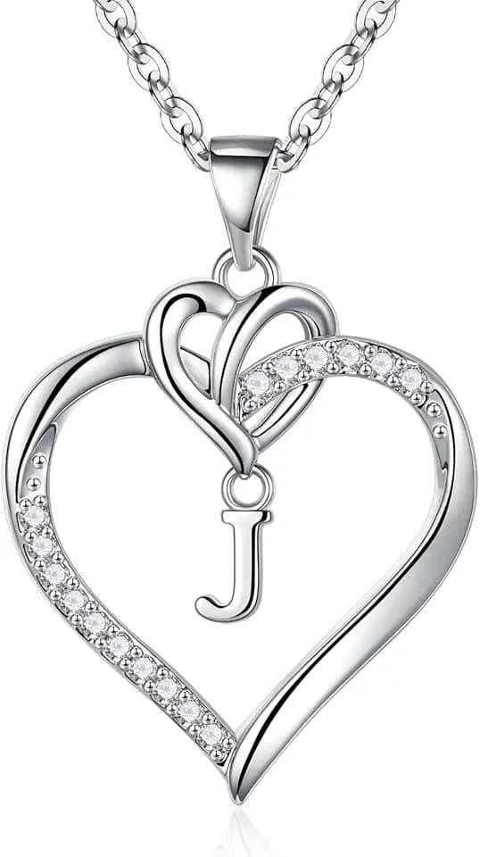 STORUP Heart Initial Necklaces for Women Girls, Initial A-Z Heart Necklace