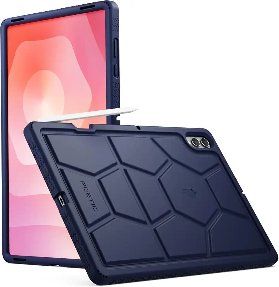 Poetic TurtleSkin Case for Samsung Galaxy Tab S11 Ultra (2025 Release) 14.6 inch Case with S Pen Holder, Heavy Duty Shockproof Kids Friendly Protective Silicone Cover, Navy Blue